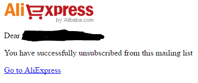 AliExpress e-mail uitzetten